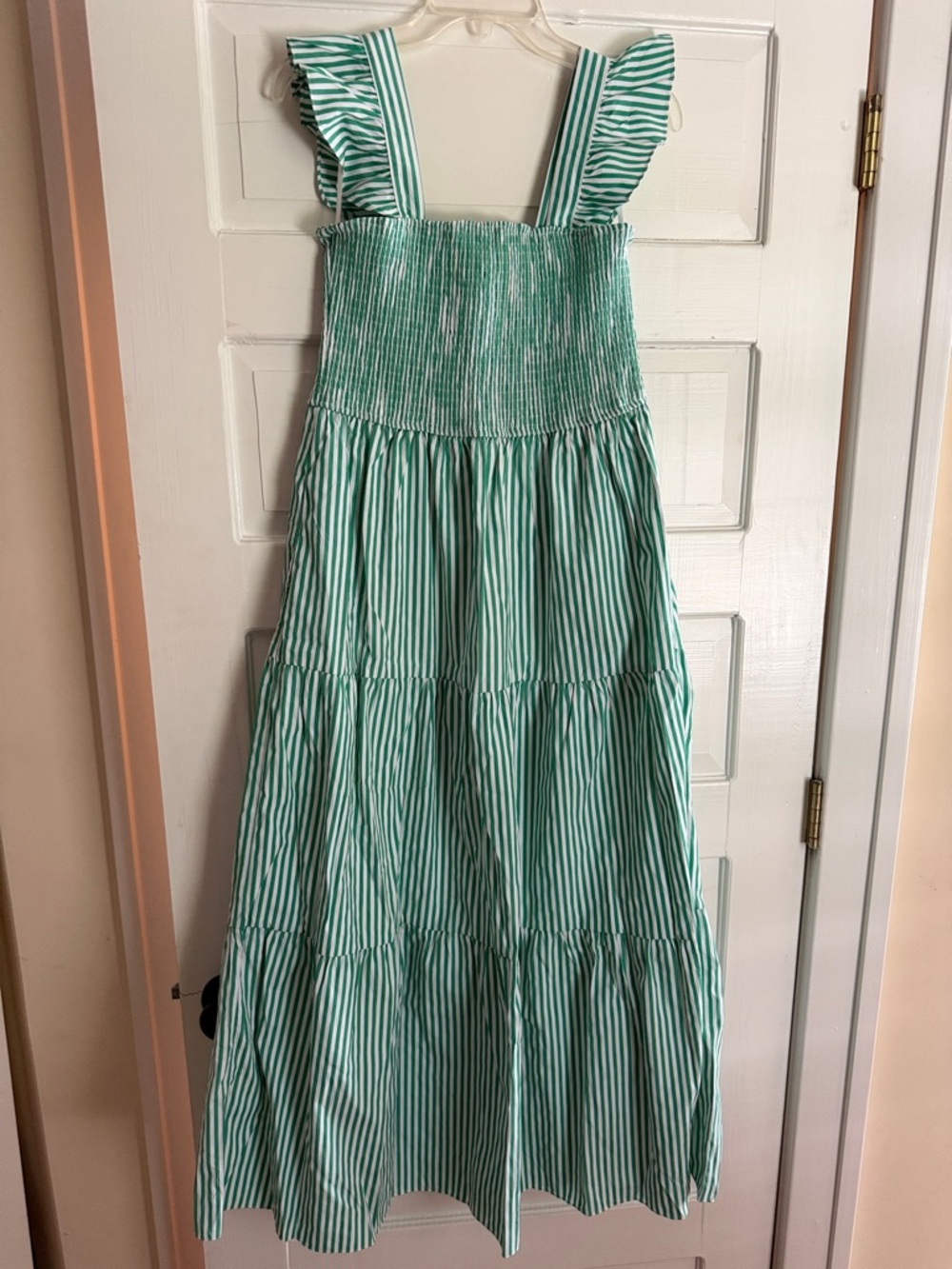 Women’s Green Striped Smocked Sundress